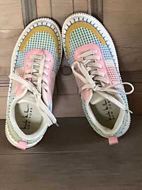 Nicole Miller Braided Platform Sneakers Approx Size 8 Retro Spring Colors
